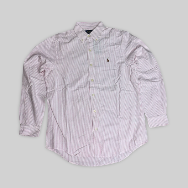 Custom Fit Striped Oxford Shirt Pink/White (XL)
