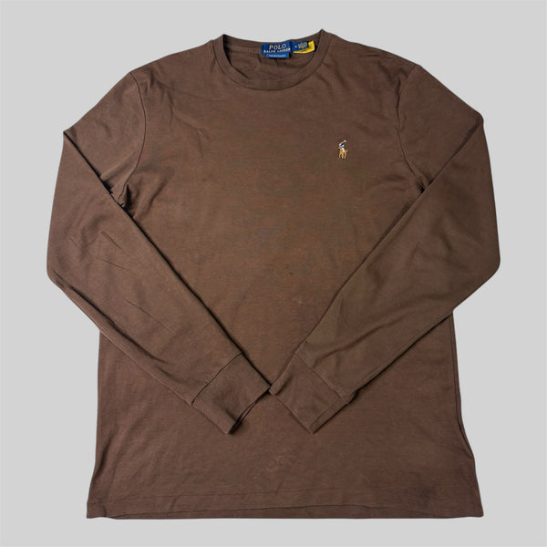 RL Custom Slim Fit Long-Sleeve T-Shirt in Brown (M)