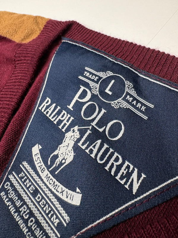 RL Fine Denim Estate V-Neck Red Sweater (L)