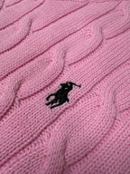 Cable‑Knit Jumper V Neck – Pink (S)
