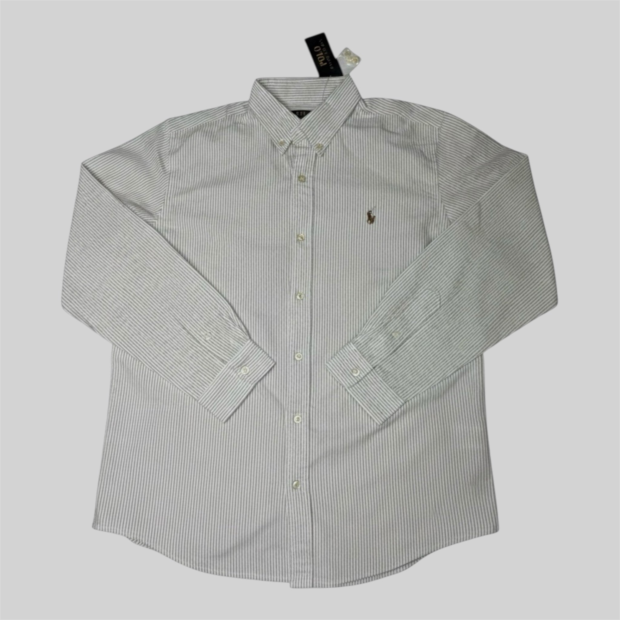Custom Fit Striped Oxford Shirt Grey/White.