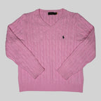 Cable‑Knit Jumper V Neck – Pink (S)