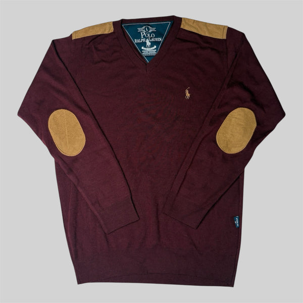 RL Fine Denim Estate V-Neck Red Sweater (L)