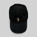 RL Corduroy Baseball Cap – Black