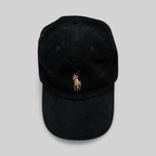 RL Corduroy Baseball Cap – Black
