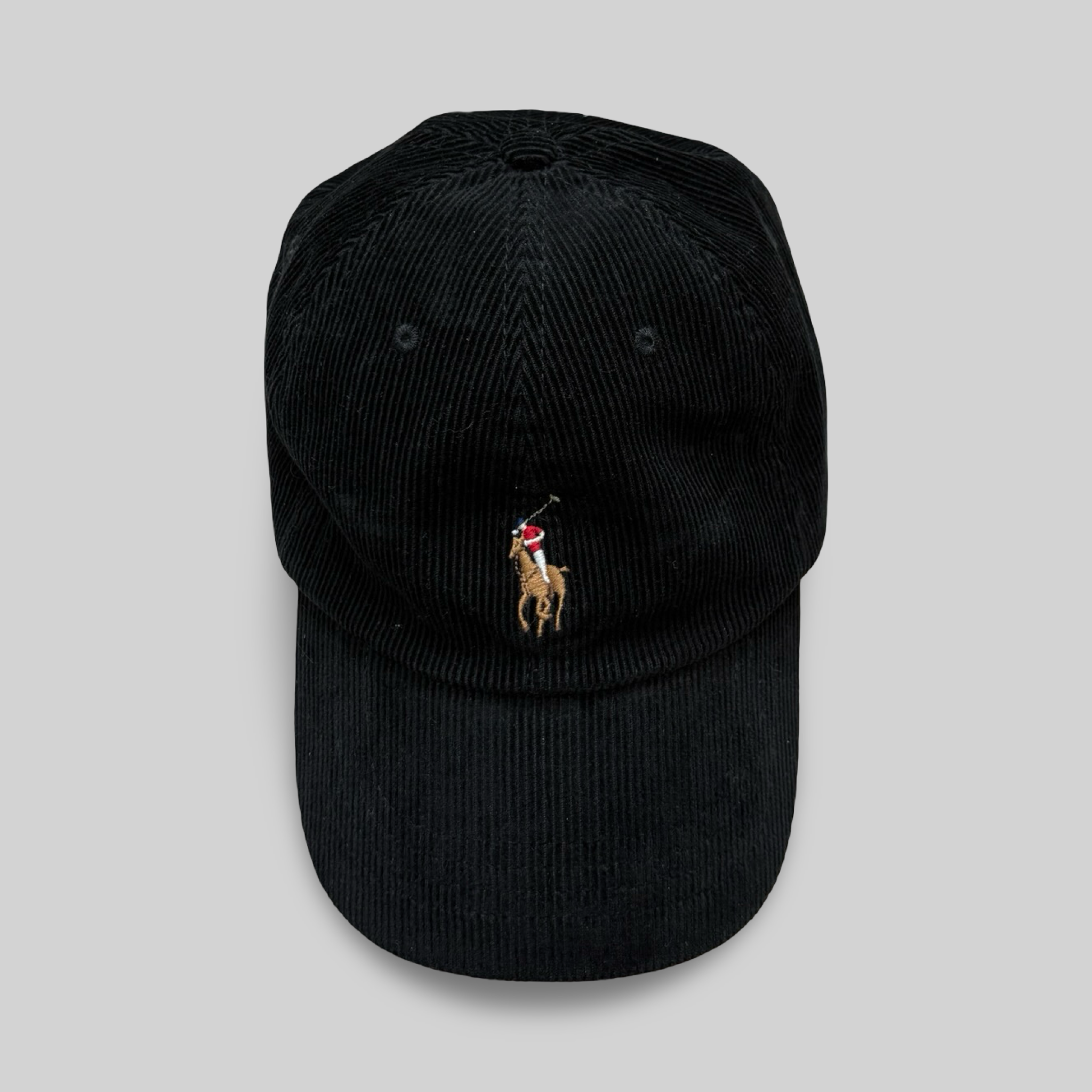 RL Corduroy Baseball Cap – Black