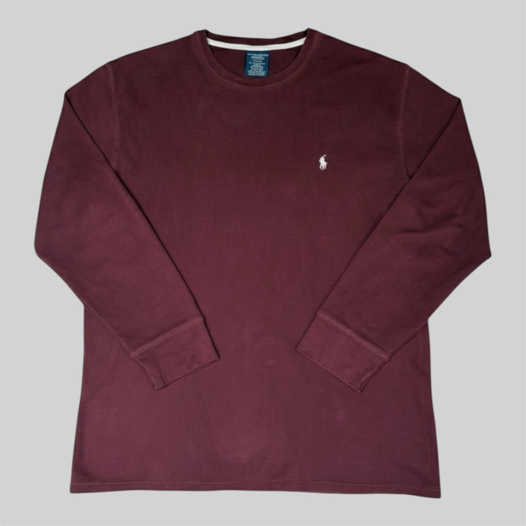 Waffle-Knit Cotton Long-Sleeve Sleep-Wear Shirt (XL)