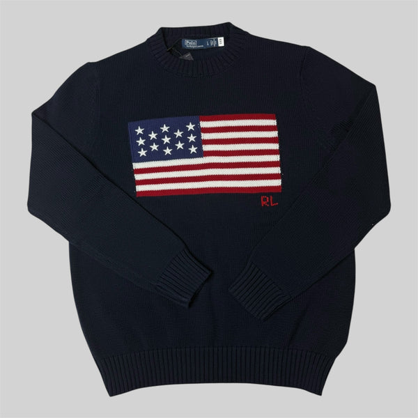 RL The Iconic Flag Sweater - Navy (L)