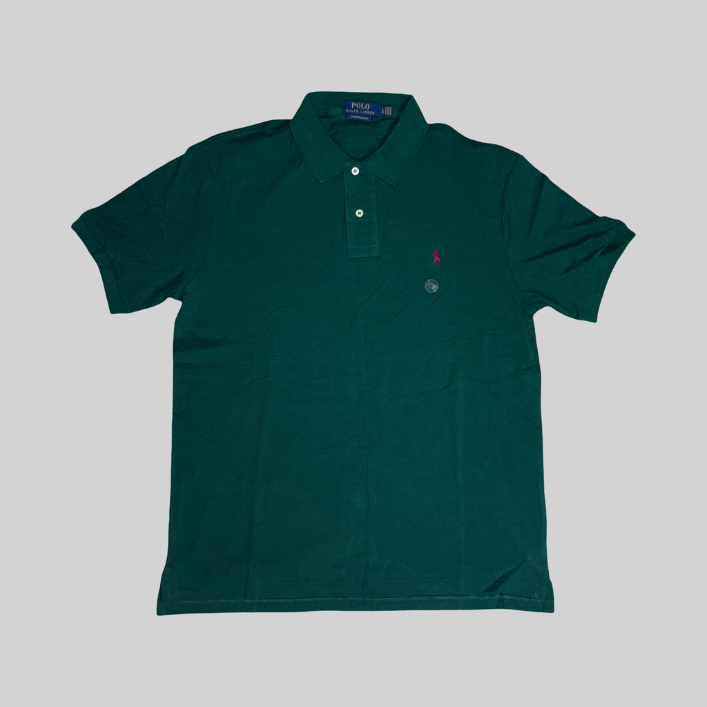 Custom Slim Fit Mesh Polo Shirt – Green (L)