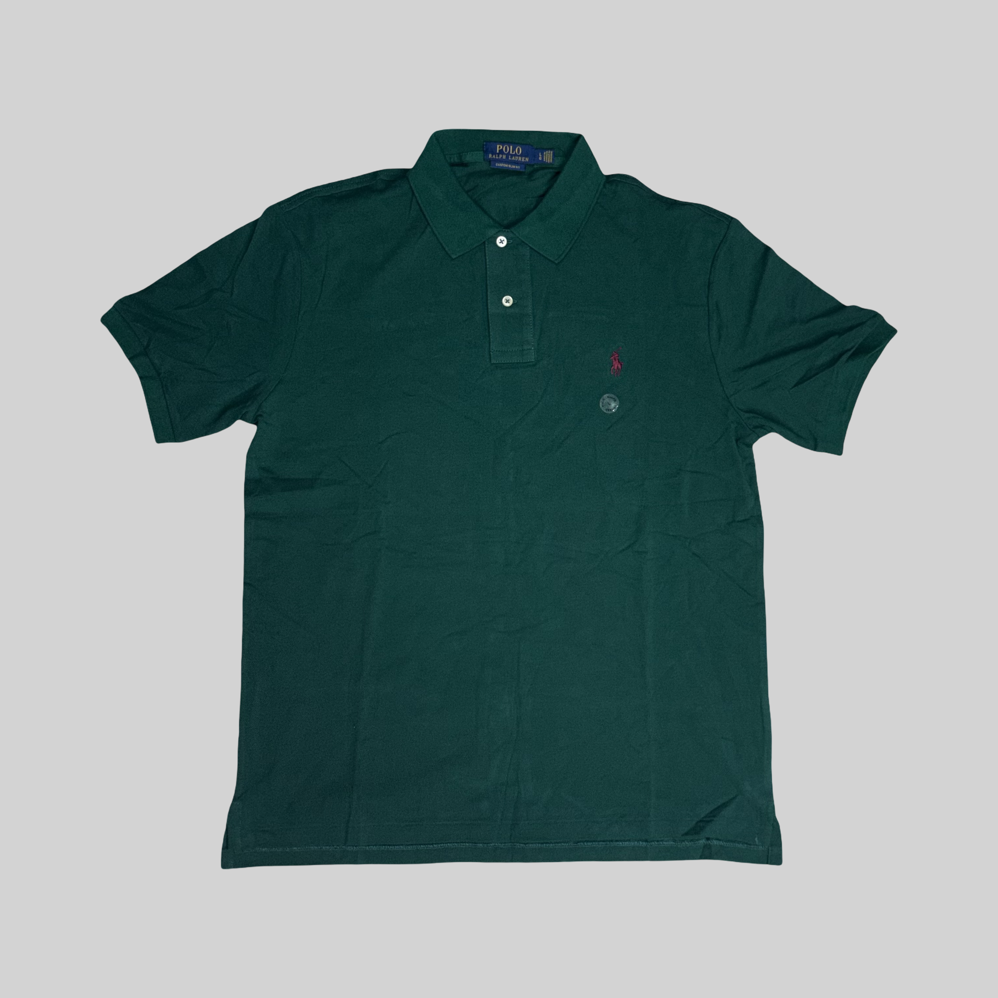 Custom Slim Fit Mesh Polo Shirt – Green (L)