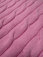 Cable‑Knit Jumper V Neck – Pink (S)