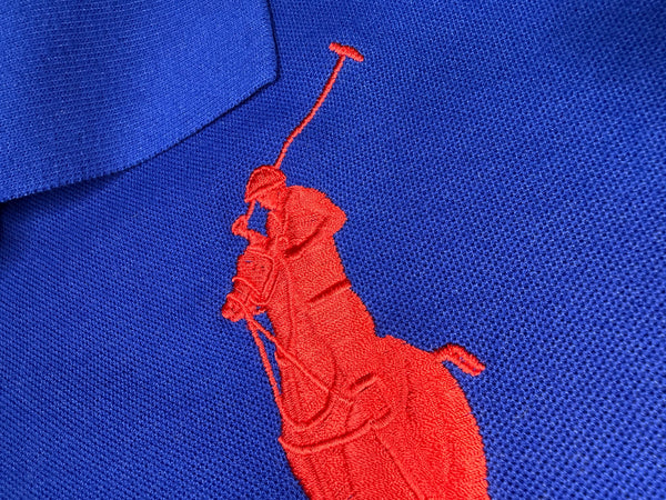 RL Big Pony Cotton Mesh Blue Polo Shirt (L)
