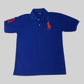 Big Pony Cotton Mesh Blue Polo Shirt (L)