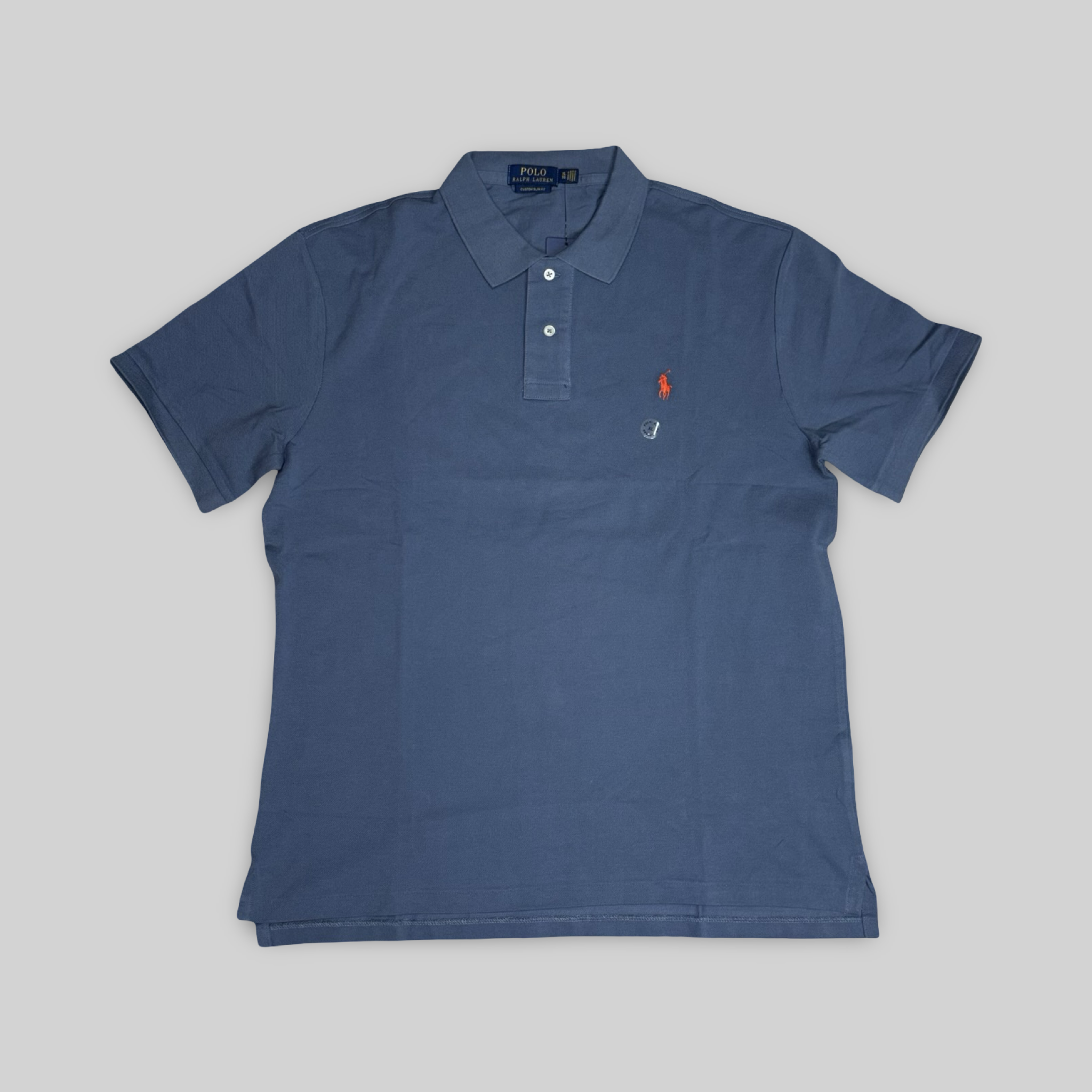 Custom Slim Fit Mesh Polo Shirt – Dusty Blue