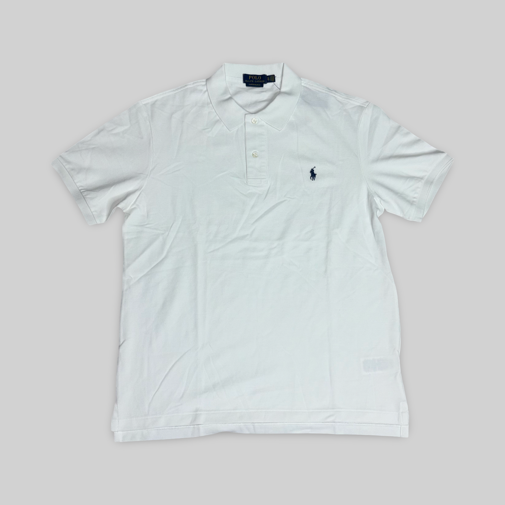 Custom Slim Fit Mesh Polo Shirt – White (XL)