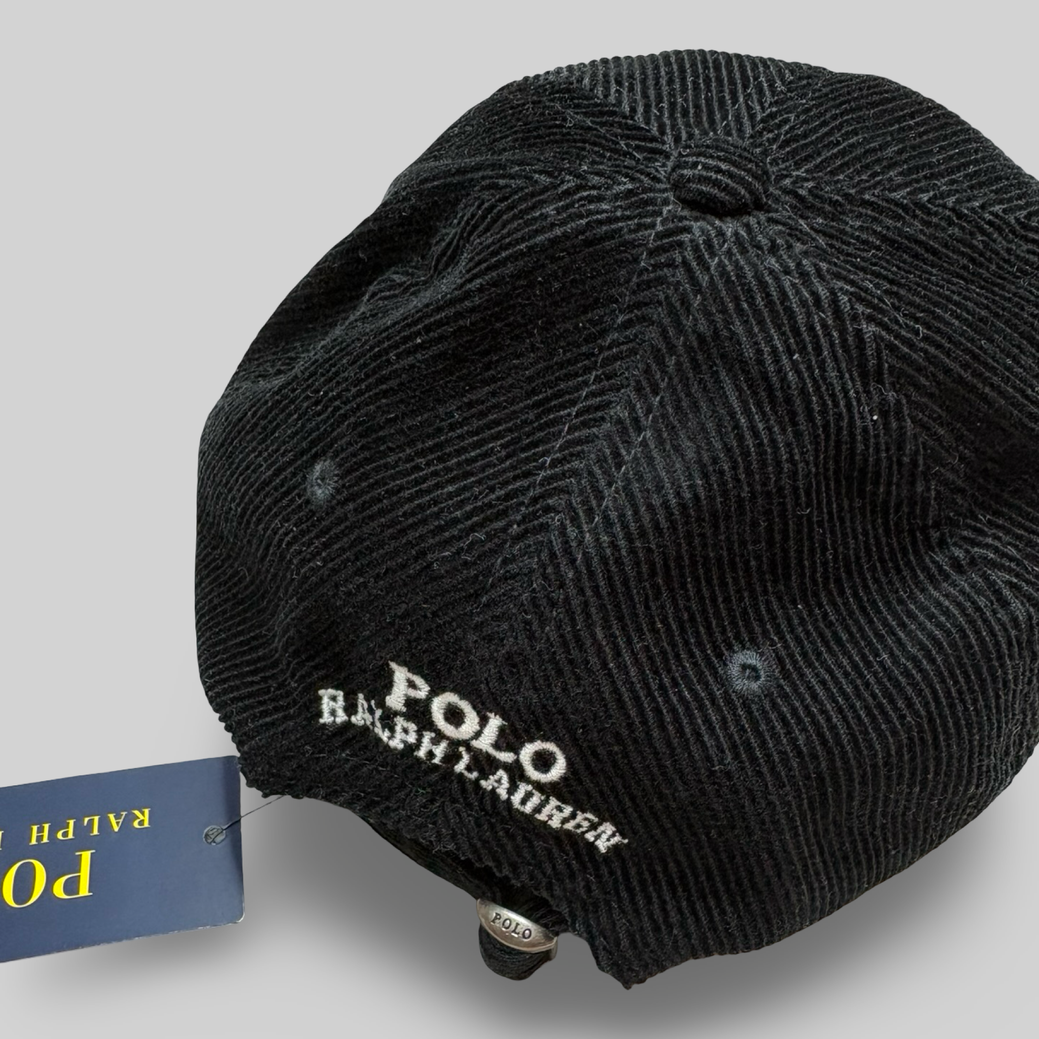 RL Corduroy Baseball Cap – Black