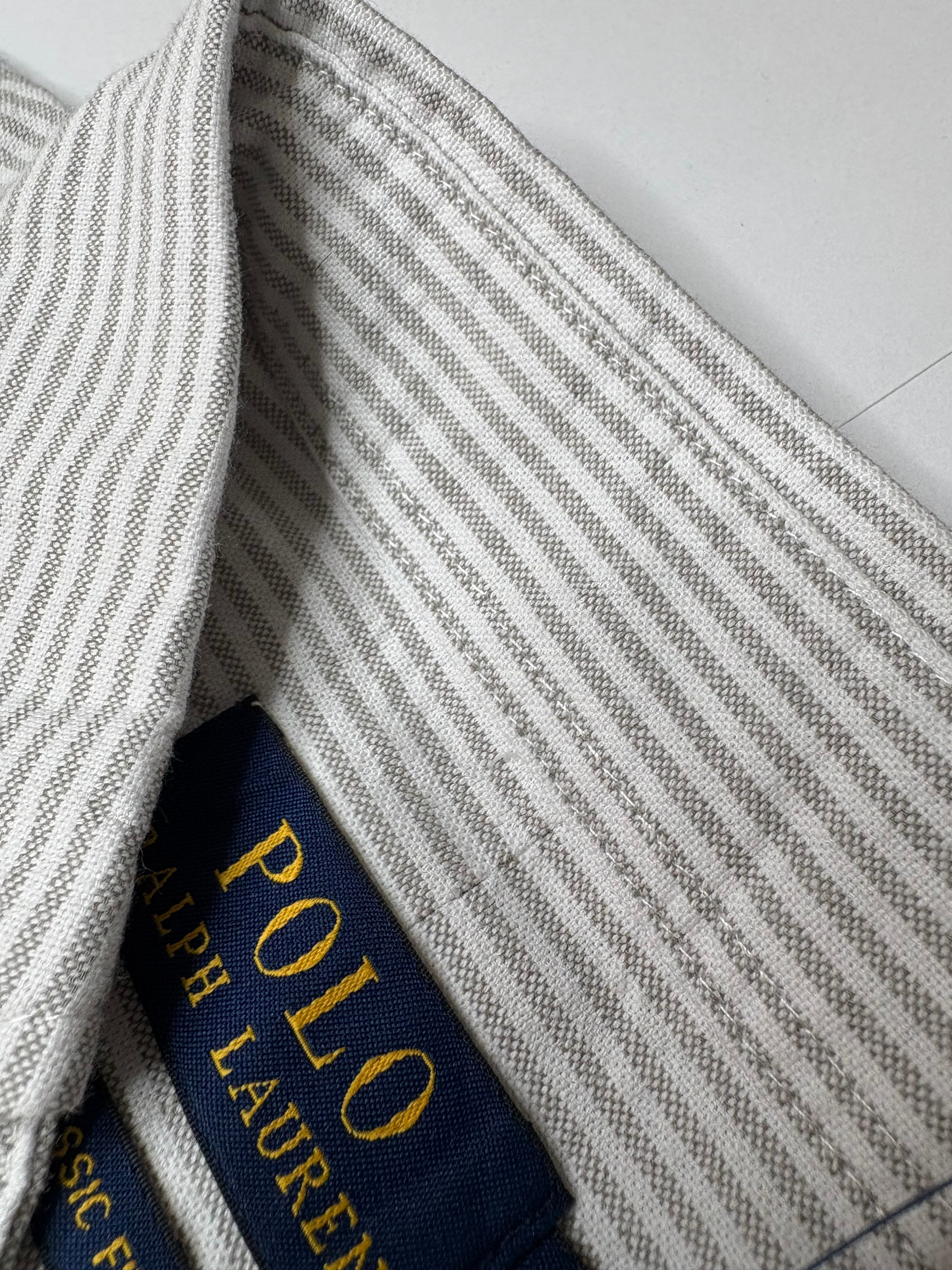 Custom Fit Striped Oxford Shirt Grey/White.